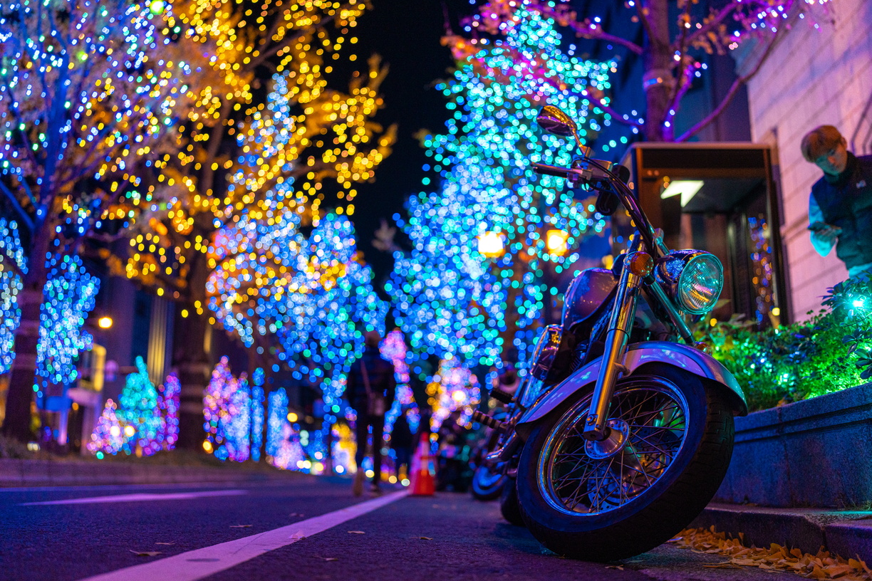 A motorcycle in Downtown Osaka, Japan